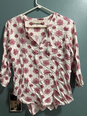 Pink Republic White Top with Pink Floral Medallion Print